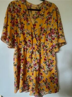 Yellow Floral V-Neck Romper, NEW